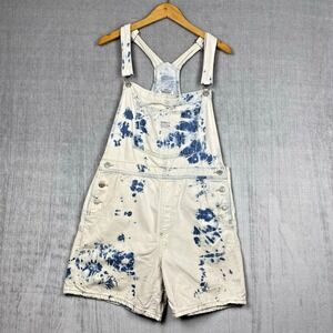 Levi Strauss Womens Shortalls Size L Acid Wash Denim Bib Overalls Streetwear